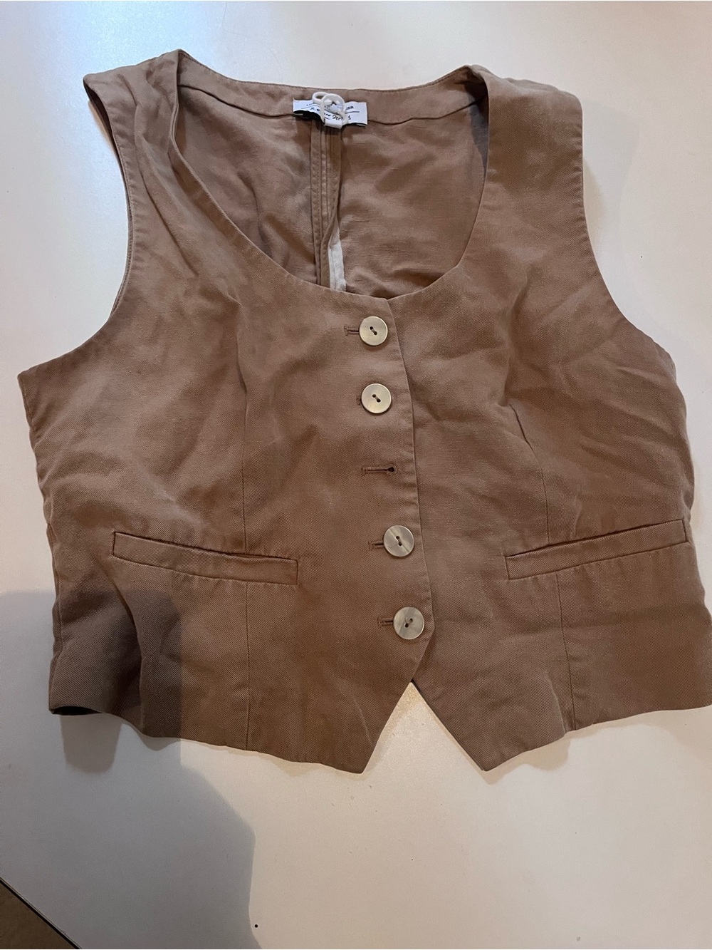 Los Angeles Ateleirr & Other Stories Tan Button-Front Vest